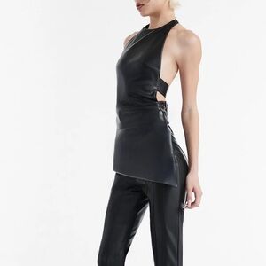 Zara Black Faux Leather Halter Top